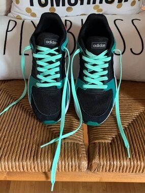 NEW Adidas Black, Teal & Coral Retro Sneakers
